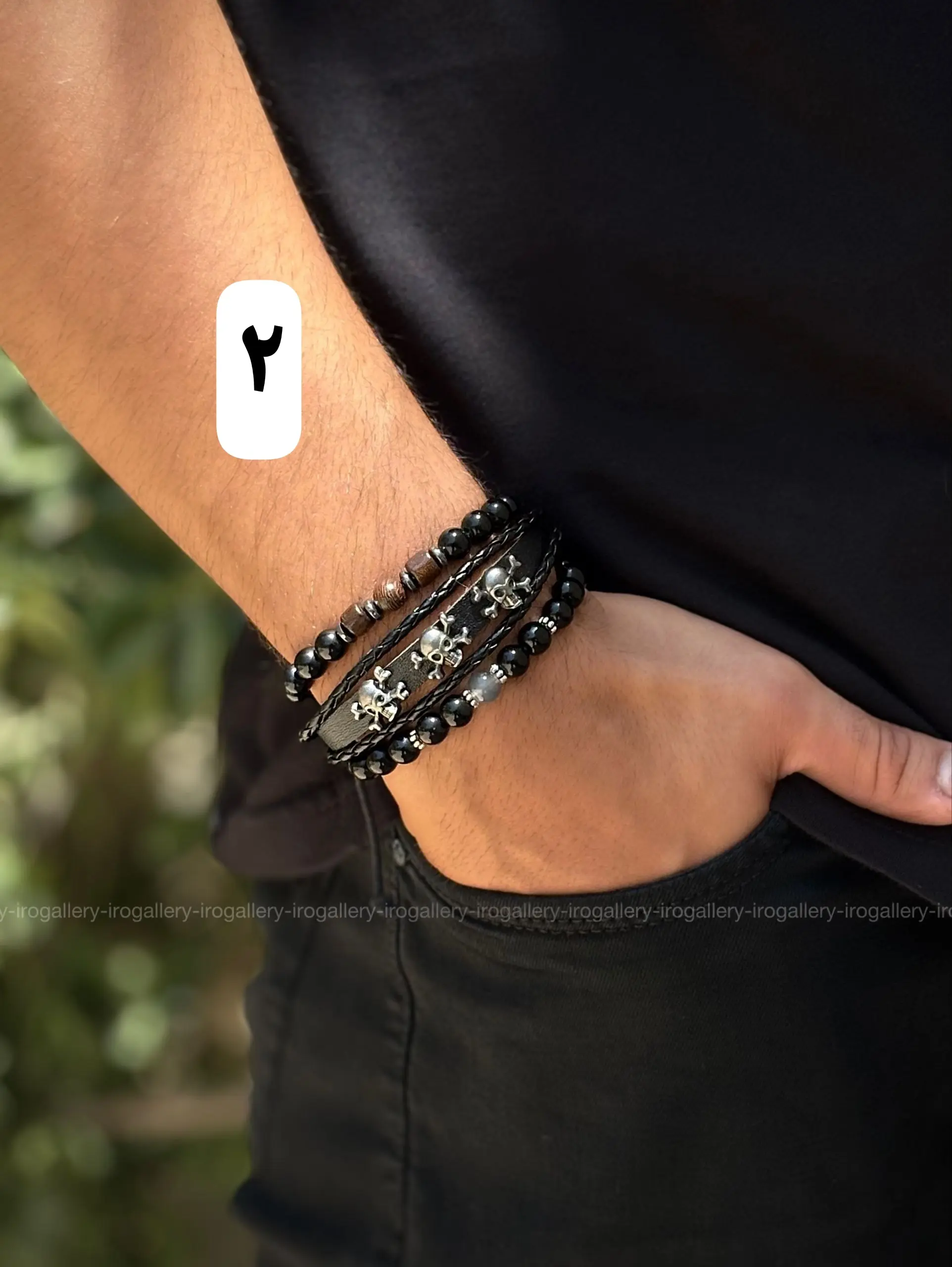 دستبند چند لاین چرم و مهره ای اسپرت - تصویر 3